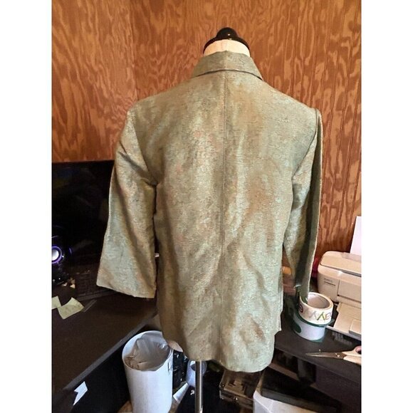 Sigrid Olsen Linen Silk Blend Button Down Light Jacket Collared Teal Print - Picture 7 of 11